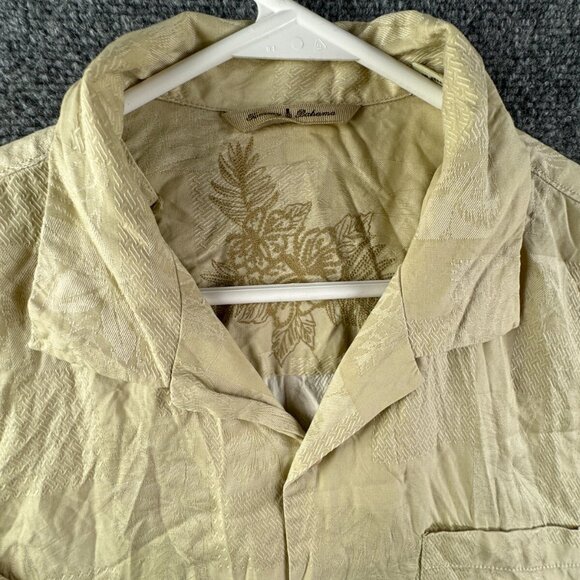 Tommy Bahama All Silk Hawaiian Camp Shirt Medium Floral Gold Short Sleeve Beach - Picture 6 of 13